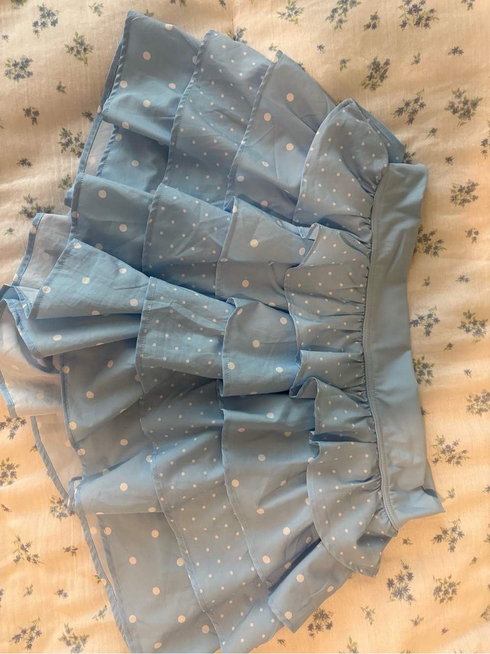 Light Blue Polka Dot Ruffle Skirt